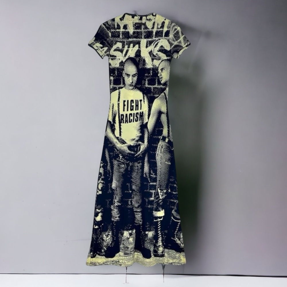 RARE/ORIGINAL Y2K Jean Paul Gaultier ‘92 “Fight Racism” Dress Sz 40 EUC OOAK HTF